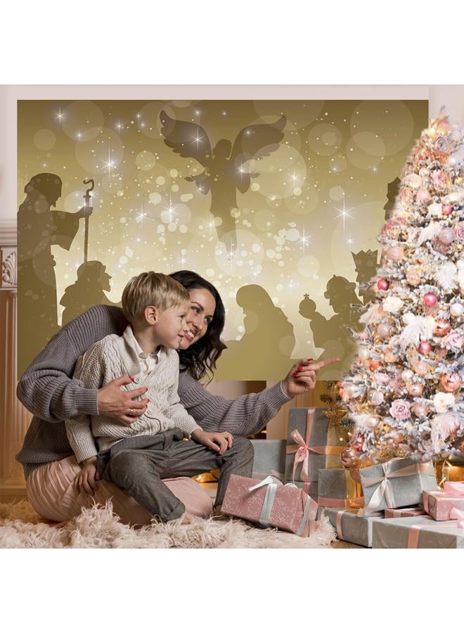 Mocsicka Birth of Jesus Backdrop 7x5ft Christmas Night Manger Nativity Photography Background Christ Child Birth of Jesus Manger Banner Photo Backdrops - Image 4